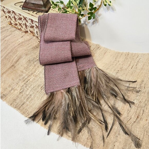 VTG Emu Feather Designer Wool Scarf Stella Cadente PARIS ~ Boho Parisian Style - Picture 3 of 16